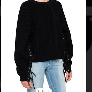 Diesel Cable Knit Sweater with Lace-Up Sleeves